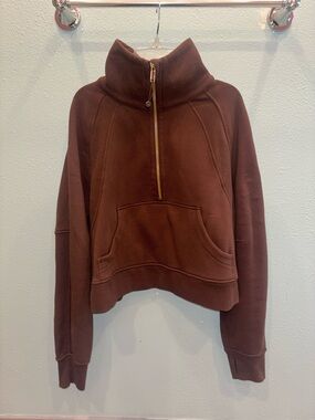 Lululemon Brown & Gold Zipper Funnel Neck Sweatshirt